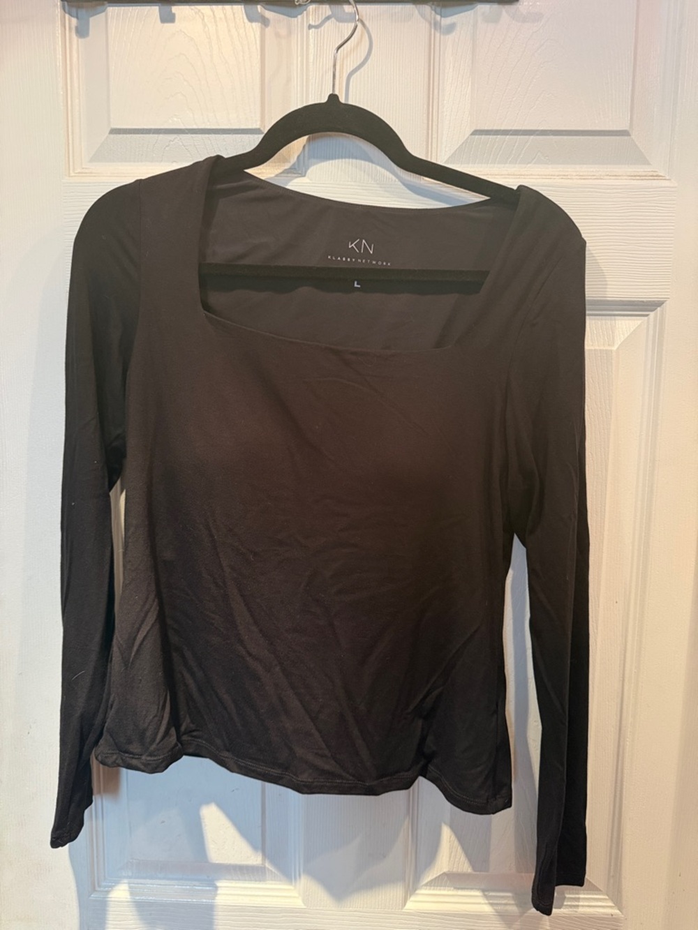 Klassy Network Black Long Sleeve Square Neck Top
